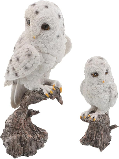 DOITOOL 2PCS Realistic Owl Figurine Weather-Resistant Garden Statues with Fine Detailing for Outdoor Patio Porch Decor and Science Learning