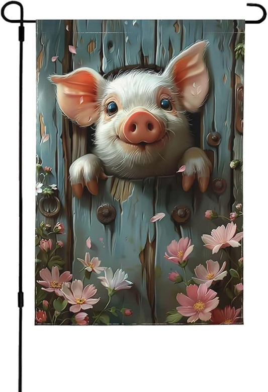 Funny Pig Garden Flags 12×18 Inch Double Sided Decorative Yard Banner Seasonal Flag for Outdoor Outside Decor