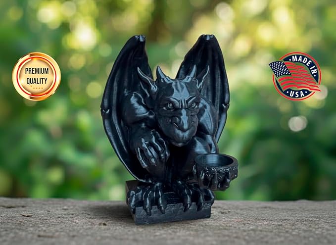OLOMA Gargoyle Garden Statue for Outdoor Use Mythical Creature Sculpture Gothic Fantasy Decor Heavy Stone Statue with Protective Resin Coating Durable Decorative Accent for Landscape Design
