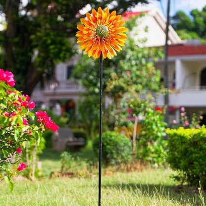 VEWOGARDEN Sunflower Wind Spinner with 4 Blades, Metal Kinetic Wind Spinners Outdoor for Yard, Garden, Lawn Decorations