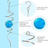 Gazing Ball Spiral Tail with 11inch Tail and 2inch Blue Glass Orb, Wind Spinner Stabilizer with Swivel Hook. Sun Catcher Rainbow Maker Hanging Decor for Garden Home Indoor Outdoor 13" H