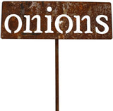 Classic Metal Garden Markers 19 Inches Tall (onions, Naturally Rusted)