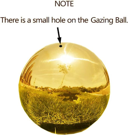 Stainless Steel Gold Gazing Mirror Ball, Polished Hollow Ball Reflective Shiny Garden Sphere, Housewarming Gift Outdoor Decorations(6 Inch)