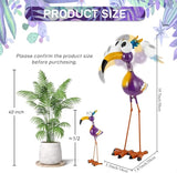 Metal Funny Bird Garden Statues Outdoor Decor, Purple Crane Yard Sculptures Art Decoration for Home Outsiede Patio Lawn Backyard, Gift for Women Lovers Moms