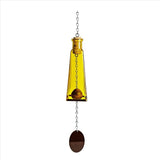 Blue Ridge Mountain Gifts Pyramid Bottle Wind Chime for Garden & Porch Decor w/Cooper Accent, Stained Wooden Ball, & Colorful Glass Bottles - Ideal for Wind Chime Lovers (Yellow)