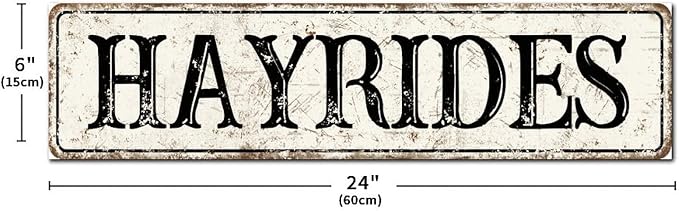 Madcolitote Retro Hay Rides Wood Sign Hay Rides Custom Street Sign Rustic Wooden Wall Art Farmhouse Wall Decor Kitchen Wall Hanger Retro Decoration Sign Housewarming Gift 6x24in