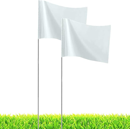 20Pack White Marking Flags, JIZHGRAD 13x4x5 Inch Marker Flags Use for Yard & Lawn, Boundary & Dog Training, Survey & Landscape, Sprinkler & Surveyor, Garden & Construction, High Visibility, Sturdy, Versatile, UV & Weather Resistant