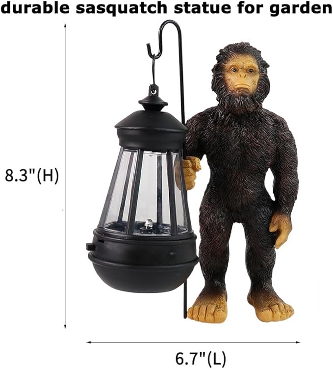 Bigfoot Garden Statues with Lamp Solar Outdoor Decors, Solar Light Big Foot Sasquatch Yard Decorations for Front Porch Patio Lawn Decor, Bigfoot Gifts Sasquatch Gifts Outdoor