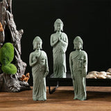 Mini Buda Meditating Buddah Statue-Natural Sandstone Stone -Handmade for Zen Garden Fish Aquarium Tank Yoga Bonsai Micro Landscape Spiritual Fengshui Praying Shui Chakra Decor (standing left hand)