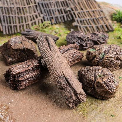 7PCS Miniature Tree Stumps Fake Tree Stump Decor Mini Stone Rock Statue Mini Garden Figurines for DIY Fairy Garden Miniature Moss Landscape