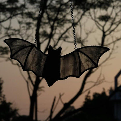 Bat Stained Glass Window Hanging Suncatcher for Window,Halloween Bat Decoration 7.1×3.0 inch…