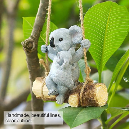 Hanging Koala, Animal Garden Statue, Funny Swing Koala Bear Sculpture, Decor for Indoor Outdoor Patio Yard Lawn House