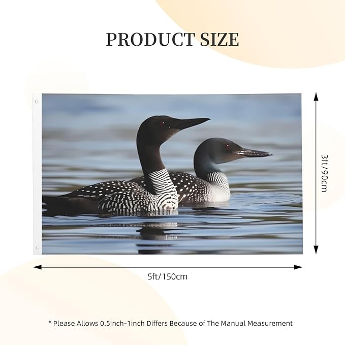 Loon Birds Flag 3x5 Ft Outdoor Heavy Duty Double Sided Garden Flag Vivid Color and Fade proof - Yard Flags for Outside Holiday Banner with Grommets, Wall Art Hanging Poster