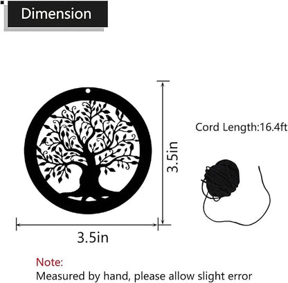 Replacement Wind Catcher, Wind Chime Sail Replacement with 16.4FT Nylon Cord, Metal Wind Chime Parts Replacement for Sympathy Wind Chimes and Wind Bells, Black Tree