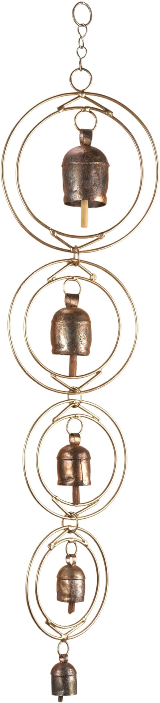 27" Metal Wind Chimes for Outside with 5 Tuned Bells – Rustic Gold Outdoor Garden Decor – Windchimes for Outdoors Yard Decorations Deep Tone Chimes – Garden Decor for Outside with Decorative Bells