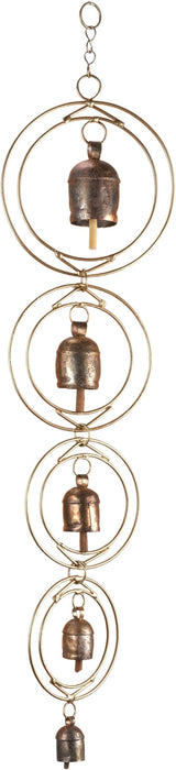 27" Metal Wind Chimes for Outside with 5 Tuned Bells – Rustic Gold Outdoor Garden Decor – Windchimes for Outdoors Yard Decorations Deep Tone Chimes – Garden Decor for Outside with Decorative Bells