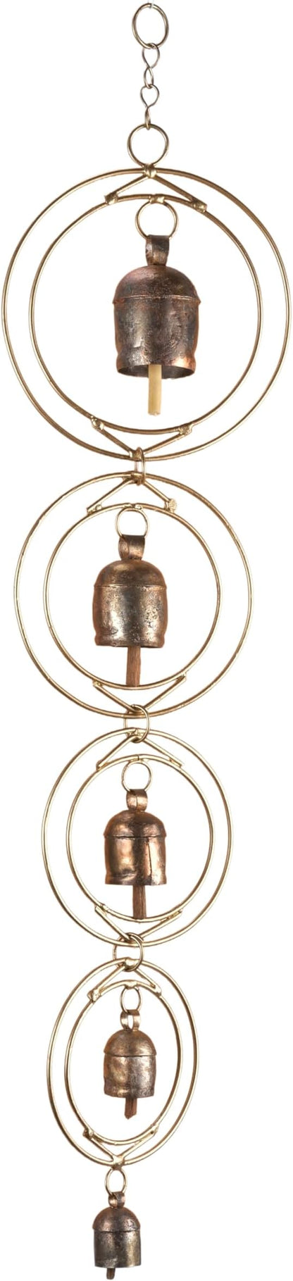 27" Metal Wind Chimes for Outside with 5 Tuned Bells – Rustic Gold Outdoor Garden Decor – Windchimes for Outdoors Yard Decorations Deep Tone Chimes – Garden Decor for Outside with Decorative Bells