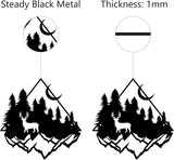 CREATCABIN Deer Pine Tree Metal Wall Art Decor Mountain Forest Black Wall Signs Iron Hanging Metal Ornament Sculpture for Balcony Garden Home Bedroom Decoration Outdoor 11.8x11.6Inch