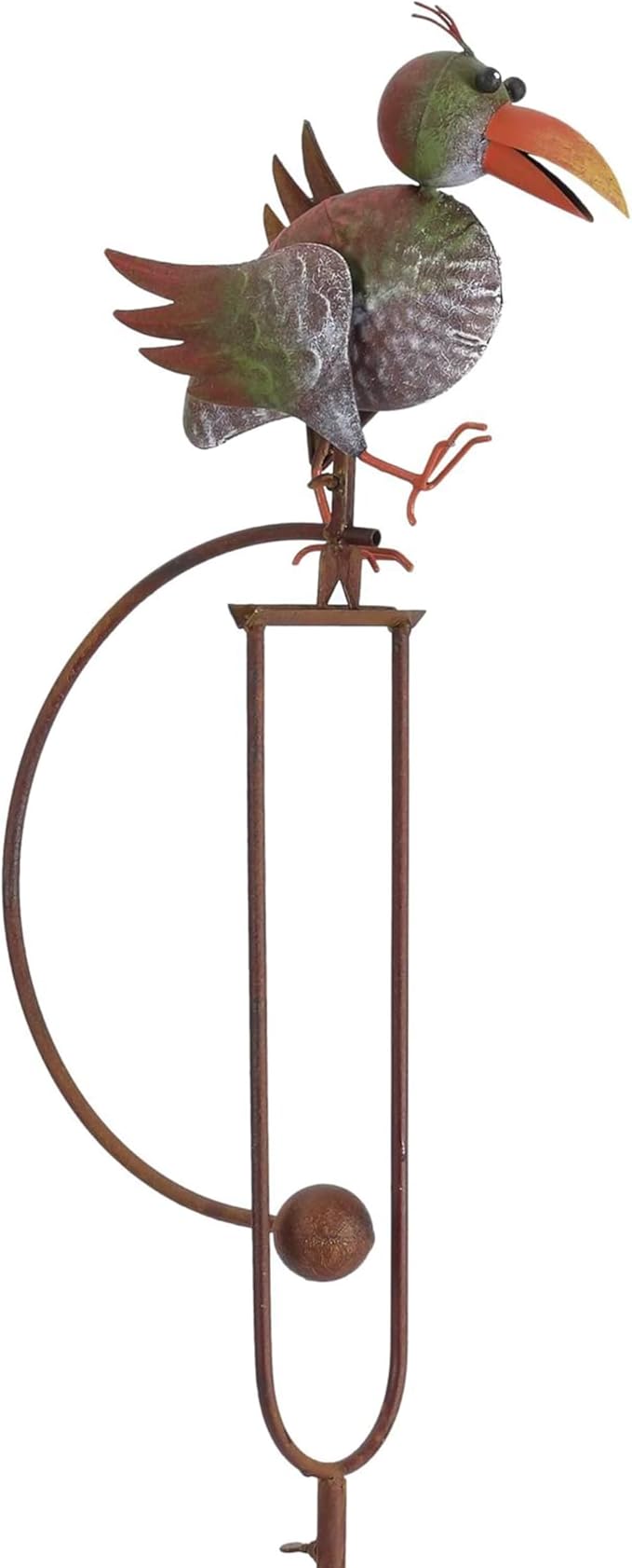 Metal Bird Garden Rocking Stakes with Dual Motion (Parrot)