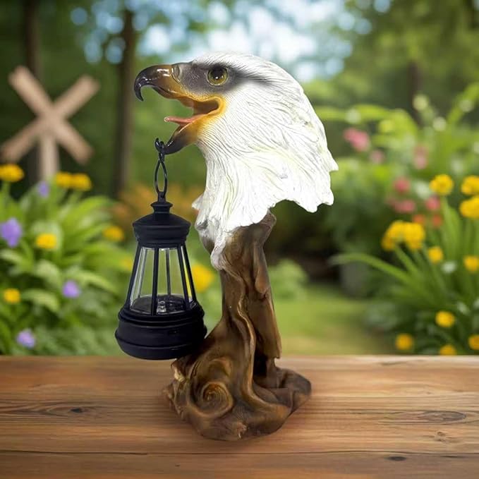 Solar Powered Eagle Statue Outdoor Decor - A Garden Statue Seasons, with Lightweight, a Unique Gift for Grandma and mom