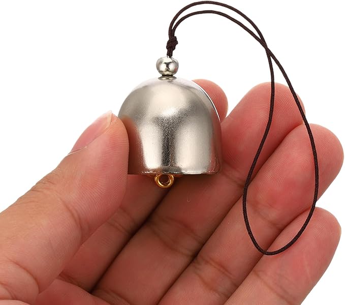 PATIKIL 6 Pcs Wind Chime, Hanging Bells Temple Bells Retro Outdoor Hanging Metal Chinese Wind Chime Round for Outside Garden Camping, Silver Brown