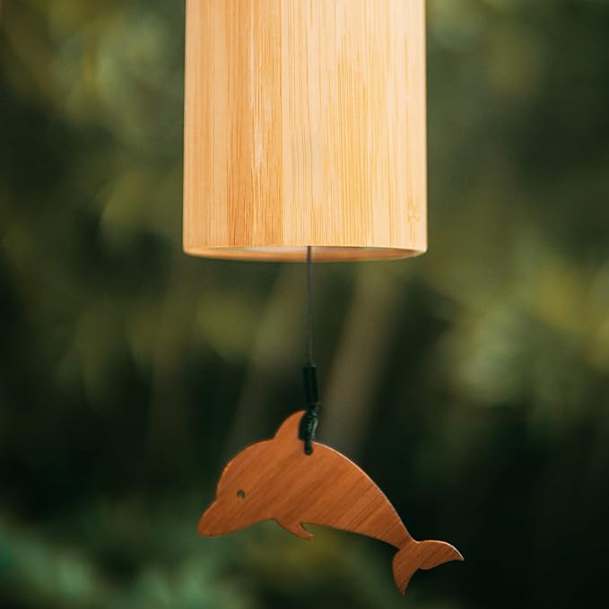 LingTing Bamboo Wind Chimes for Sound Healing, Meditation, Relaxing Emotions,Chord Wind Chimes Hand-Cranked Wind Chimes Unique Decor Gardening Gift for Outdoor Decoration(G-Snow), Yellow