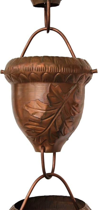 Autumn Oak Copper Rain Chain with Installation Kit - 9 Foot