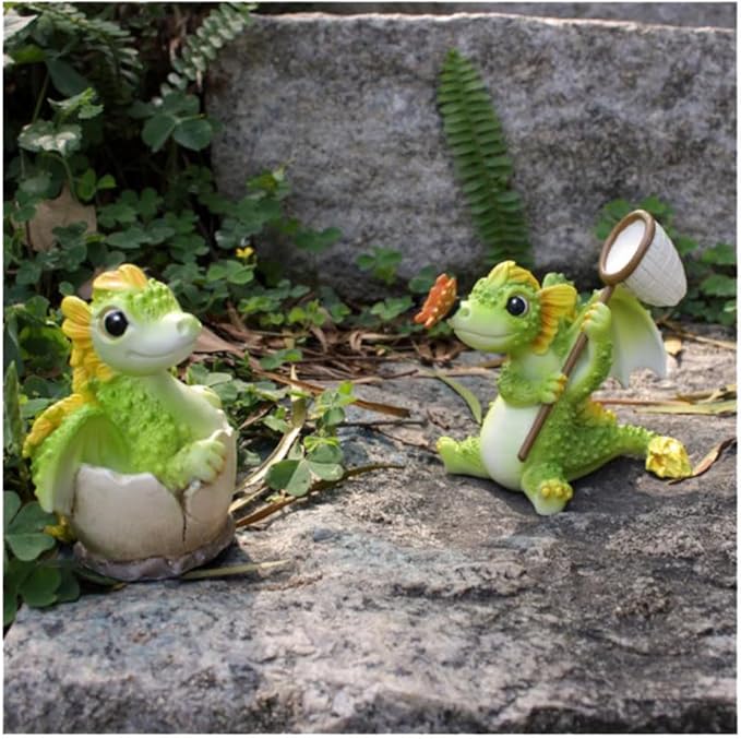 Garden Statue Resin Garden Figurine Creative Animal Statue Portable Garden Sculpture for Yard Lawn Porch Ornament 2PCS