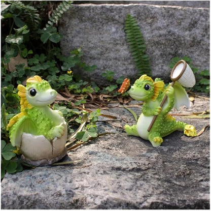 Garden Statue Resin Garden Figurine Creative Animal Statue Portable Garden Sculpture for Yard Lawn Porch Ornament 2PCS