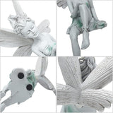 Sitting Fairy Garden Statue,Angel Yard Statues Outdoor Resin Crafts Flower Decor Park Lawn Decoration Home Patio Garden(Color:White)