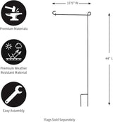 Evergreen Flag Black Iron Cemetery Garden Flag Stand - 15”W x 28”H