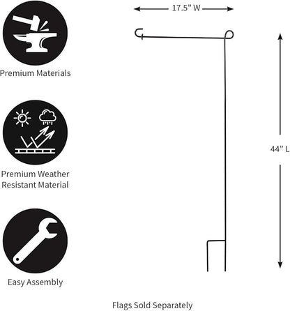 Evergreen Flag Black Iron Cemetery Garden Flag Stand - 15”W x 28”H