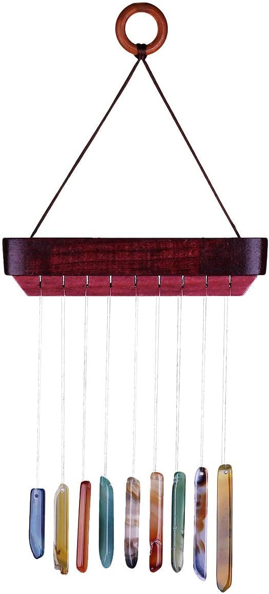 Nupuyai Wind Chimes - Unique Agate Slices Geode Stone Wind Chimes Indoor Outdoor, Healing Stone Windchime Hanging Ornament for Home Garden, 11.8-13.8'', Rainbow Agate