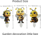 Bee Garden Stakes Decor – Metal Outdoor Yard Art, Rustproof Lawn Ornaments for Garden Patio Flower Bed, Hand-Painted 2D Bee Set of 3