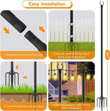 LETIANPAI 10Ft String Light Poles 2 Pack,Light Poles for Outside Lights,Outdoor with Fence Brackets Hanging Lights,Metal Stand Deck Patio Backyard
