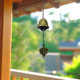 MrMrKura Japanese Leaf Wind Chimes, Small Wind Bell Pendent for Outside Hanging Cast Iron Wind Chime Ornament for Bless Garden Backyard Home Decor (Bronze)