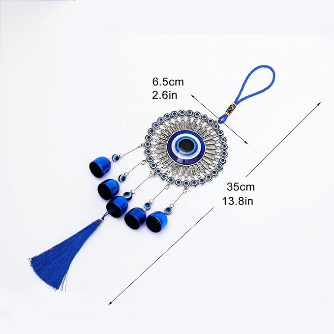 Creative Handmade Alloy Wind Chime Evil Eye Butterfly Sunflower Talisman Pendant Handmade Good Luck Charm, Car Kitchen Home Garden Patio Office (1pc Evil Eye)