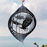 Personalized Eagle Metal Wind Spinner, Custom Outdoor Ornament for Yard Display, Kinetic Metal Sculpture, (Eagle Garden Wind Spinner)