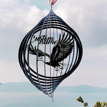 Personalized Eagle Metal Wind Spinner, Custom Outdoor Ornament for Yard Display, Kinetic Metal Sculpture, (Eagle Garden Wind Spinner)