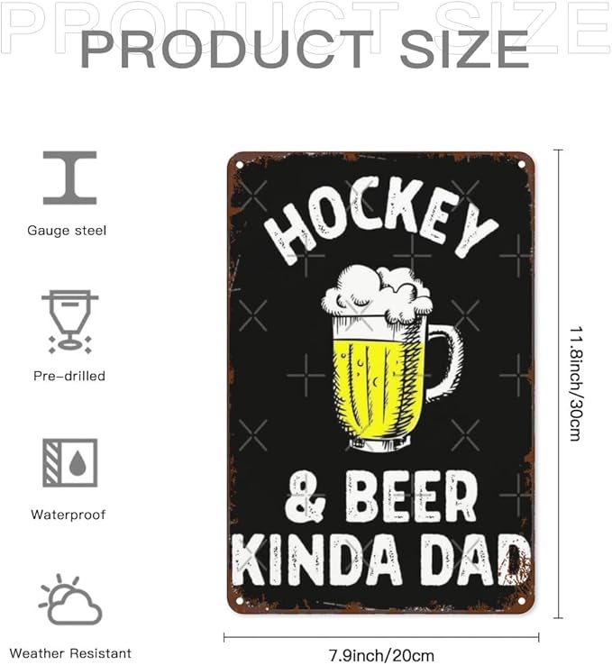 Retro Tin Signs Hockey 8x12 Inches Metal Wall Decor for Garden,Kitchen,Living Room,Patio,Office,Bathroom,and More! Vintage Funny Sign