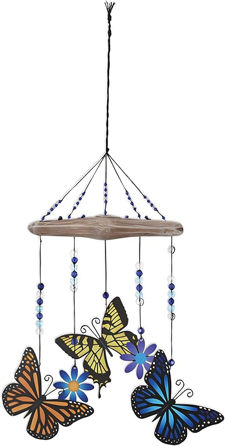 Sunset Vista Designs Butterfly Chime, 10-inch Height, Home Decor, Noisemaker, Outdoor Accent