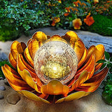 Solar Flower Light - Glass Ball with Metal Petals, Outdoor Decor