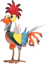 8.3 Inch Wacky Metal Rooster Garden Statue, Handcrafted Iron Rooster Decor for Outdoor Yard and Indoor Desk
