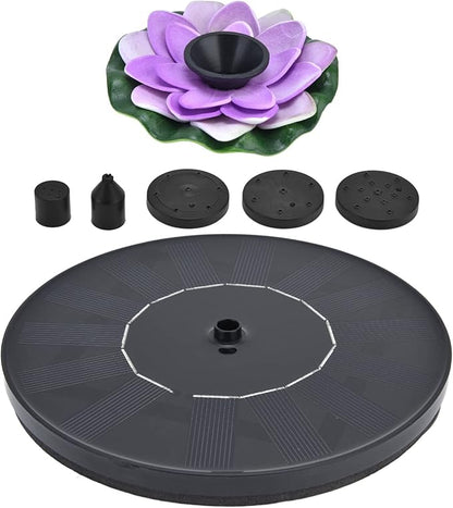 Milltrip Flower Solar Fountain, Floating Solar Powered Water Feature for Bird Bath, Garden Pond & Outdoor Decor (Purple)