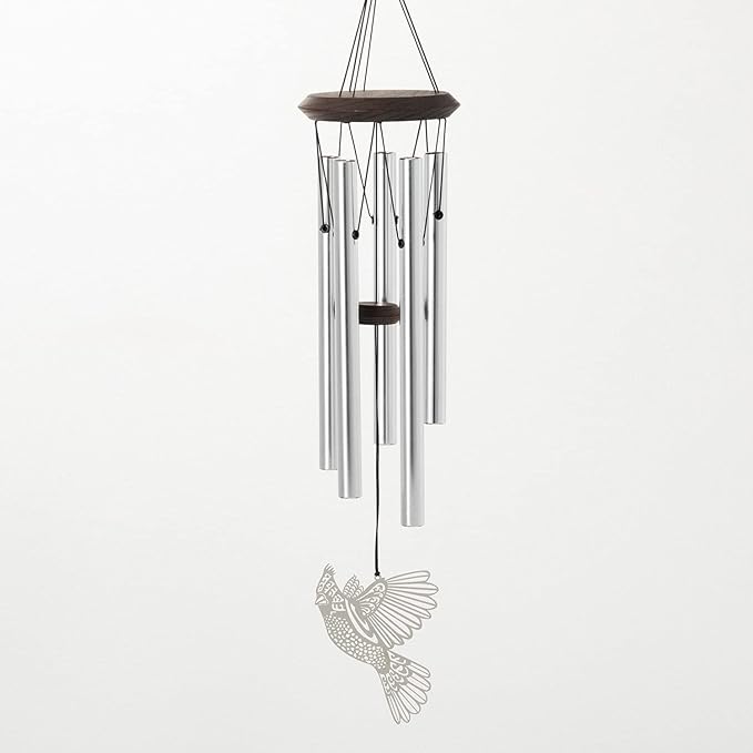 Woodstock Chimes Signature Collection, Woodstock Habitats Chime, 21'', Silver Wind Chimes for Outdoor, Patio, Home or Garden Decor (HCMC)