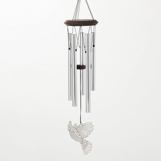 Woodstock Chimes Signature Collection, Woodstock Habitats Chime, 21'', Silver Wind Chimes for Outdoor, Patio, Home or Garden Decor (HCMC)