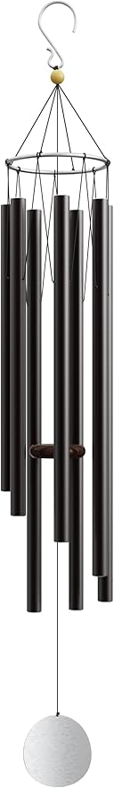 Wind Chimes for Outside and Inside – 44 inch – 528hz Solfeggio Healing Tones - Black