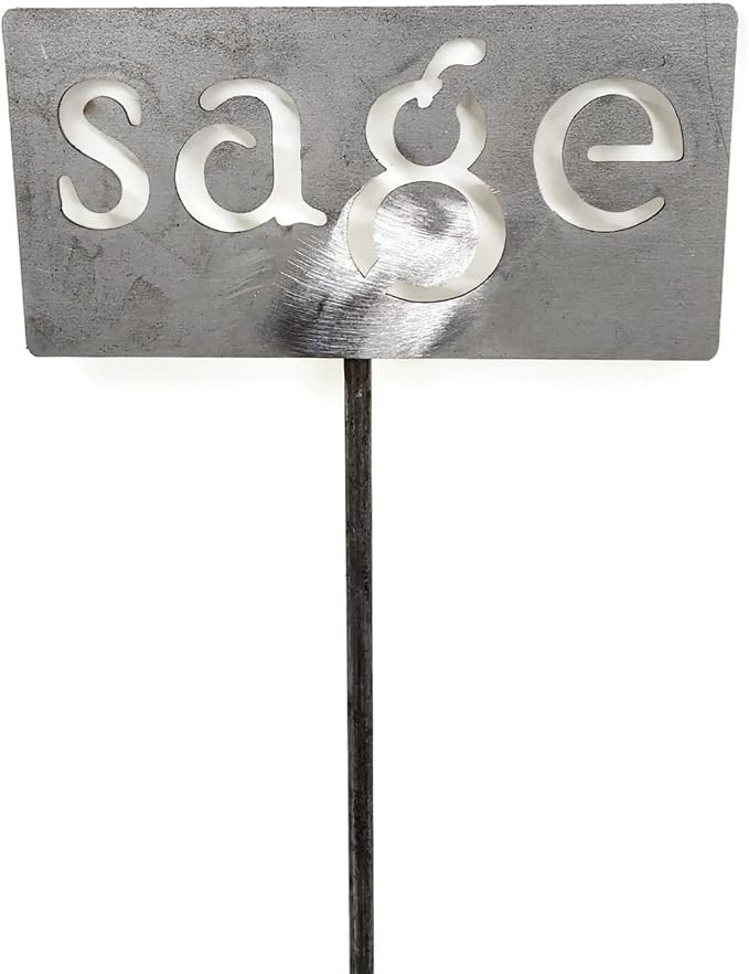 Classic Metal Garden Markers 19 Inches Tall (sage, Raw, Unfinished Steel (will rust with time))