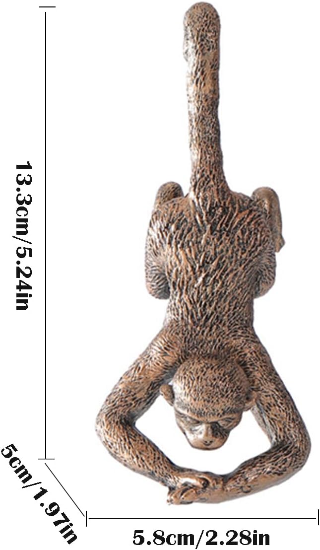Funny Hanging Monkey Flower Pot Hugger Figurines Vintage Bronze Resin Animal Statue Planter Pot Decorations for Home Garden Fence Balcony Patio Lawn Yard Ornaments