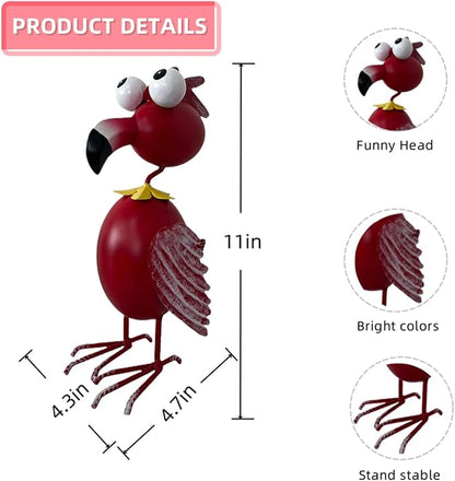 Metal Flamingo Yard Decor Garden Statue Outdoor Art Red Flamingos Christmas Decorations Sculptures for Patio Backyard Porch Lawn Ornaments Unique Gifts